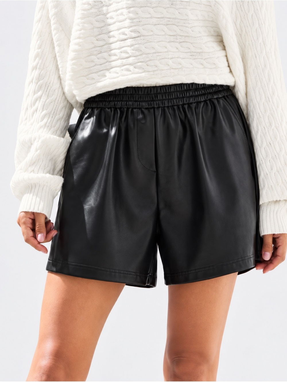 A New Day Black Faux Leather High Rise Shorts Size M